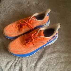 Hoka Vibrant Orange and Blue Sneakers